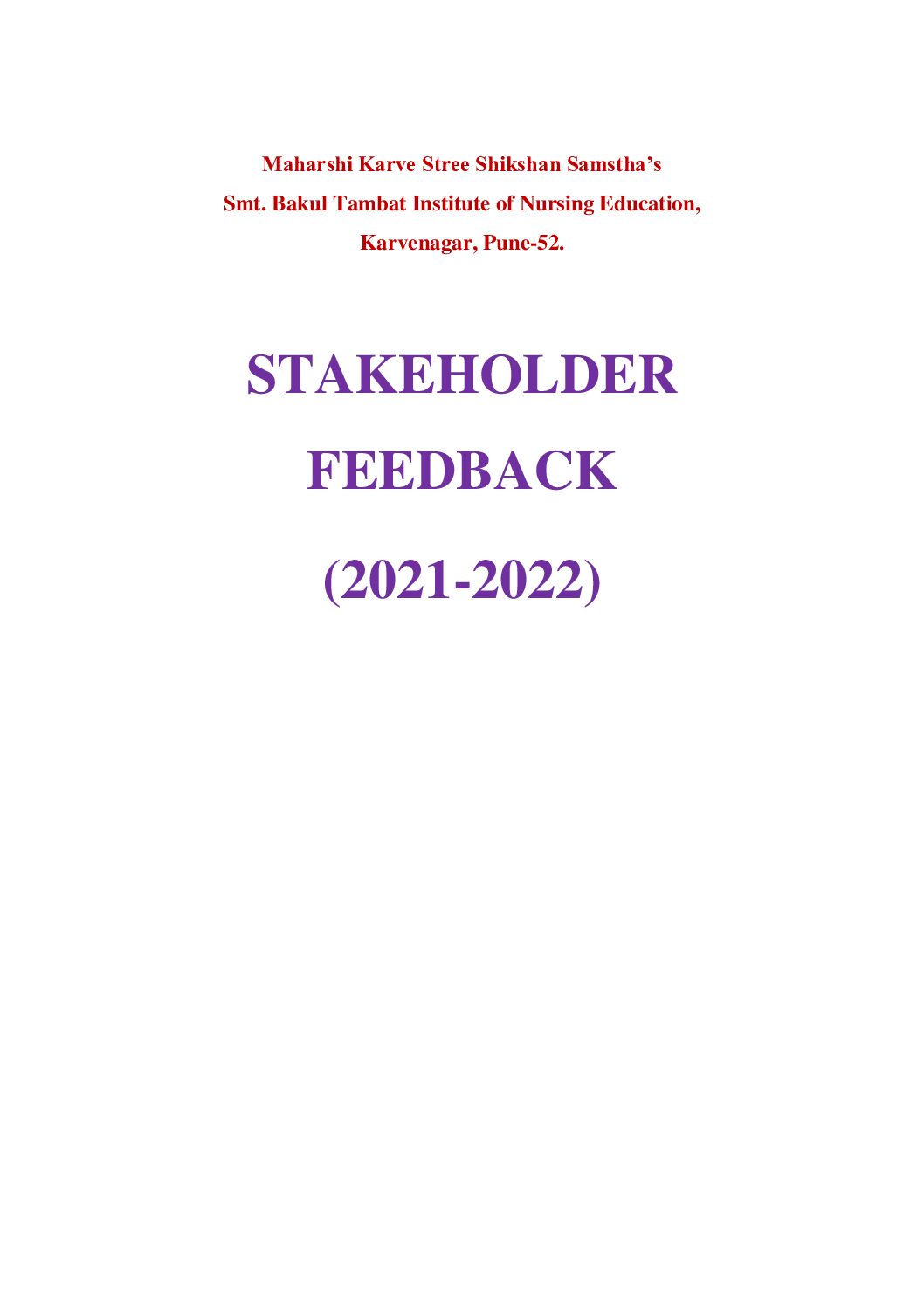 Stakeholder feedback-2021-22
