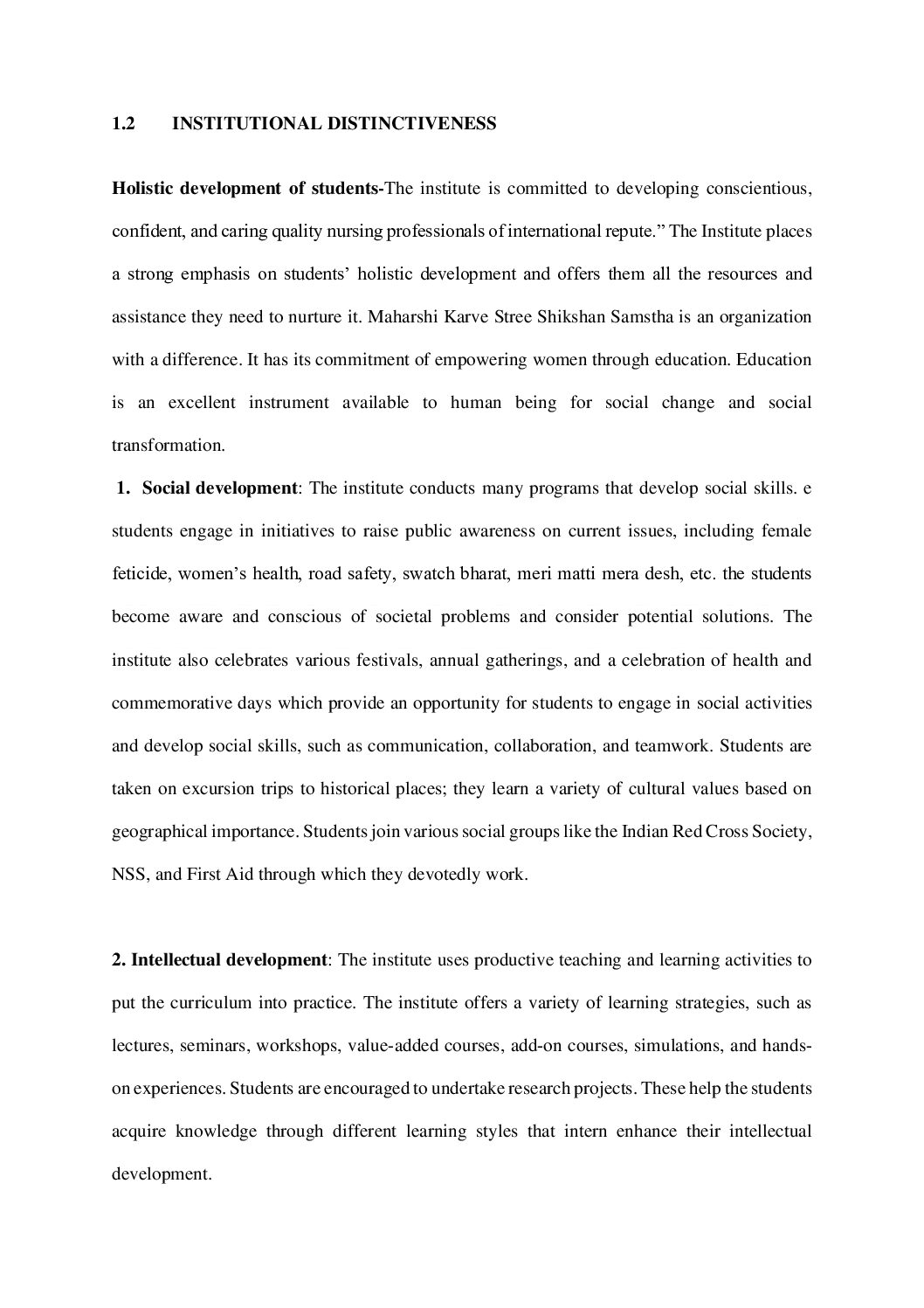 Institutional distinctiveness 2022-23
