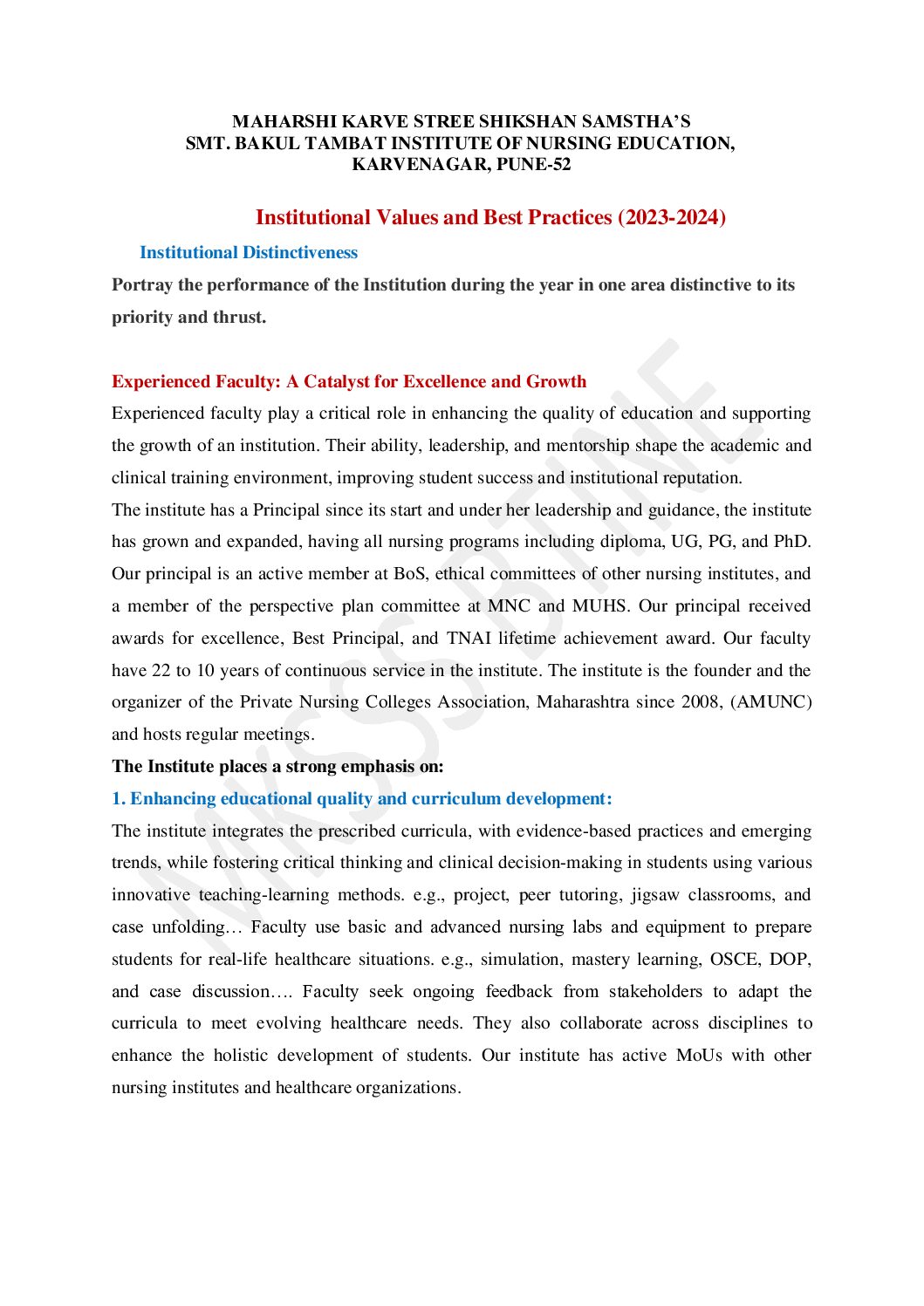 Institutional distinctiveness 2023-24