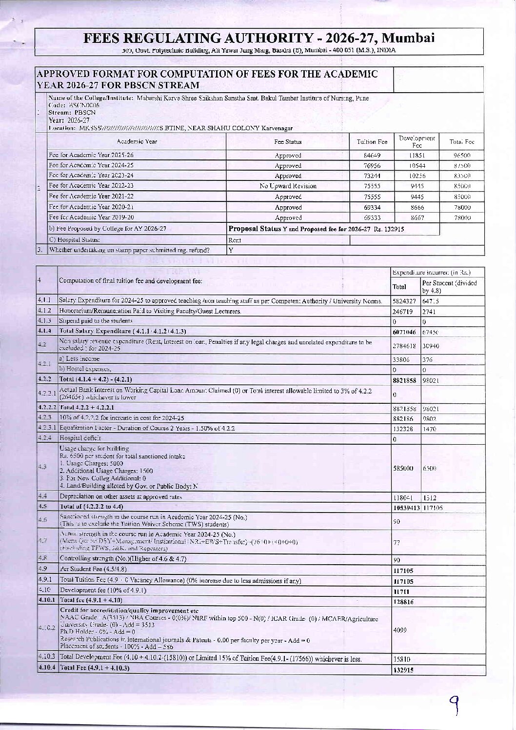 Fee Proposal 2026-2027 – PBBSC