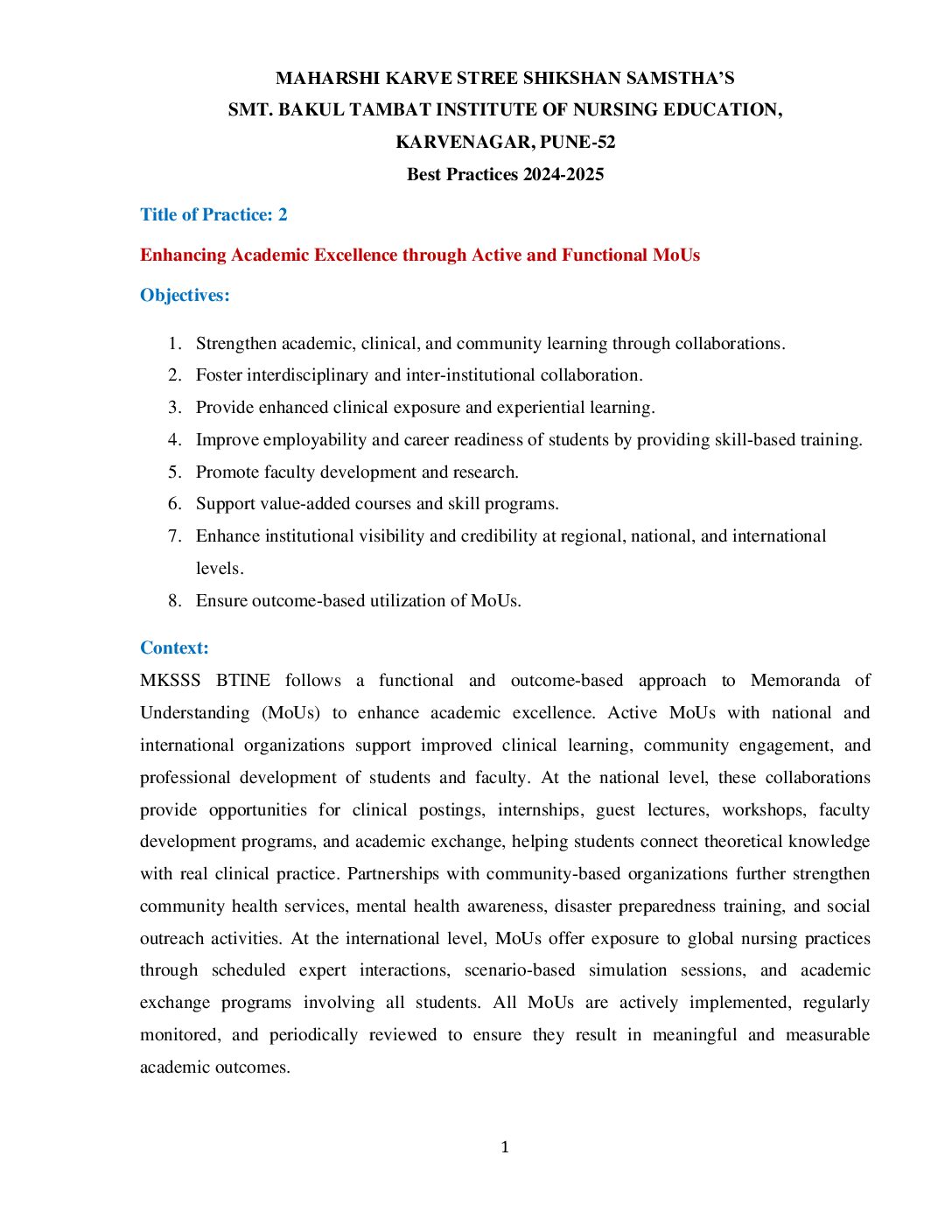 2024-25 Best Practice -2 Active MoU